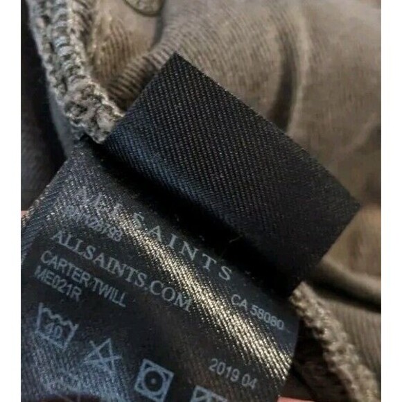 Men's AllSaints Carter Twill Beech Green Button Fly Jeans Size 33x29 - Picture 6 of 8